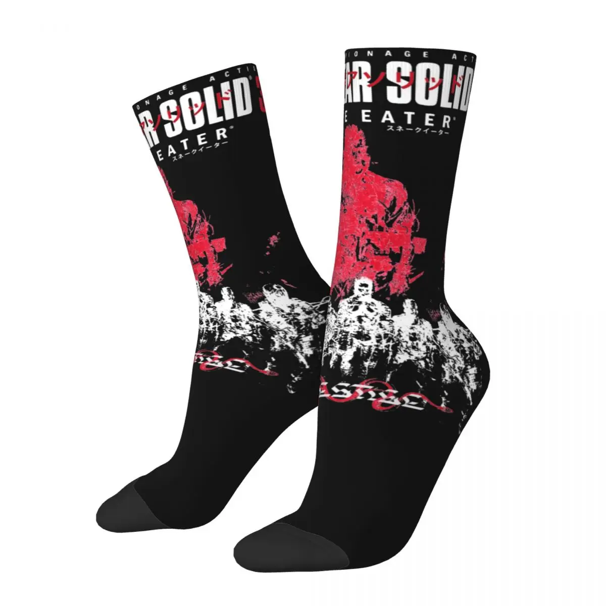 Metal Gear Solid 3 Snake Eater Design Theme Print Crew Socks All Seasons MGS1 MGS3 Games Comfortable Crew Socks Sweat Absorbing