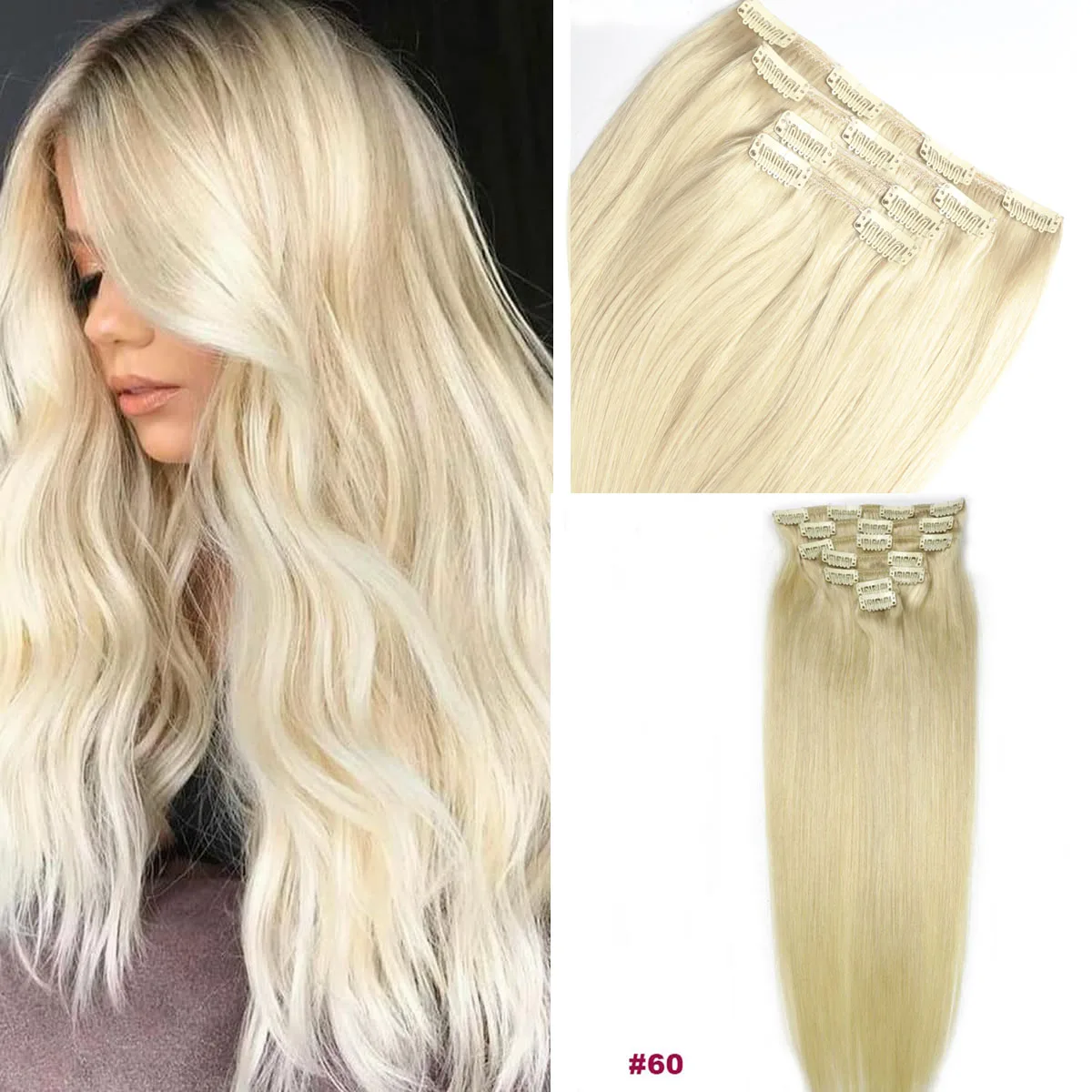 

Натуральные прямые волосы Chocola, 100% бразильские, реплика Remy, на заколках, 16-24 дюйма, набор из 7 штук, 100-120 г