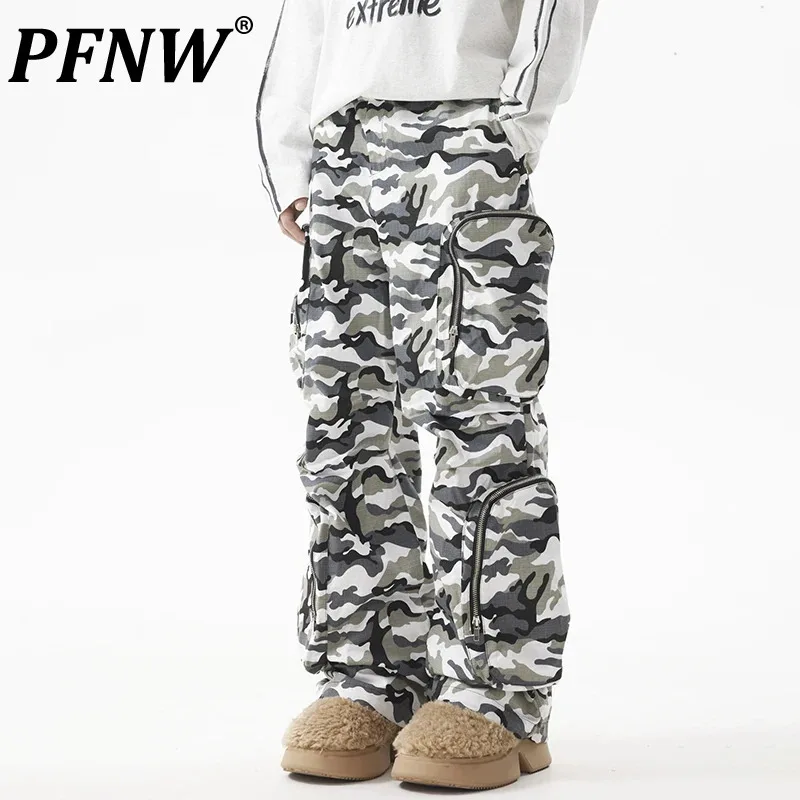 

PFNW Three-dimensional Large Pocket Camouflage Cargo Pants Male Functional American Street Loose Wide Leg Trousers Chic 28W4419