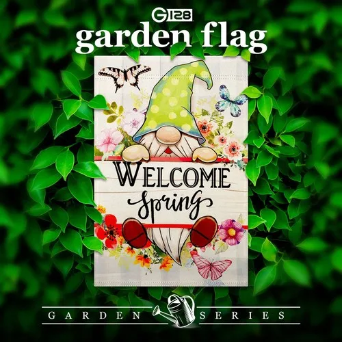 G128 Welcome Spring Gnome Flowers Garden Flag 12x18 In Spring Lawn Decoration HHJ LLG