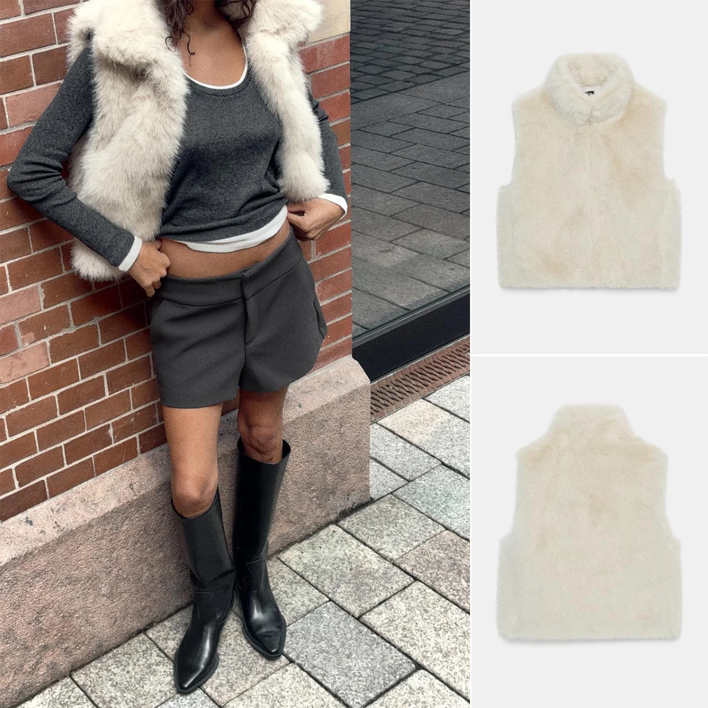 

Жилет из металлического искусственного меха с высоким воротником и застежкой-крючком, женская модная осенняя Новое поступление, повседневная однотонная одежда