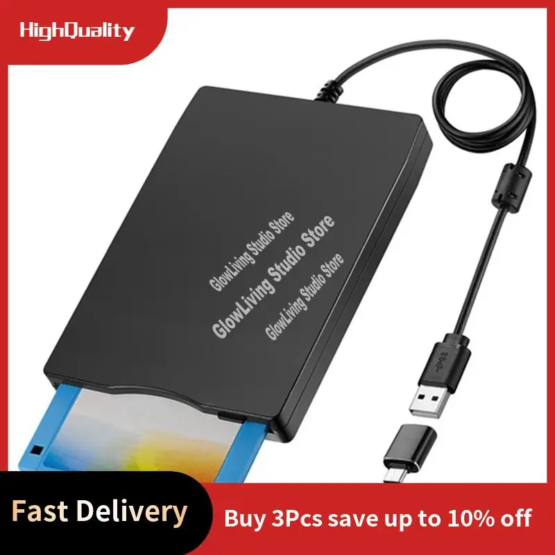Floppy Disk Reader 3.5 Inch External USB Type A&C Floppy Disk Drive Floppy Disc Reader For Laptop-A50M