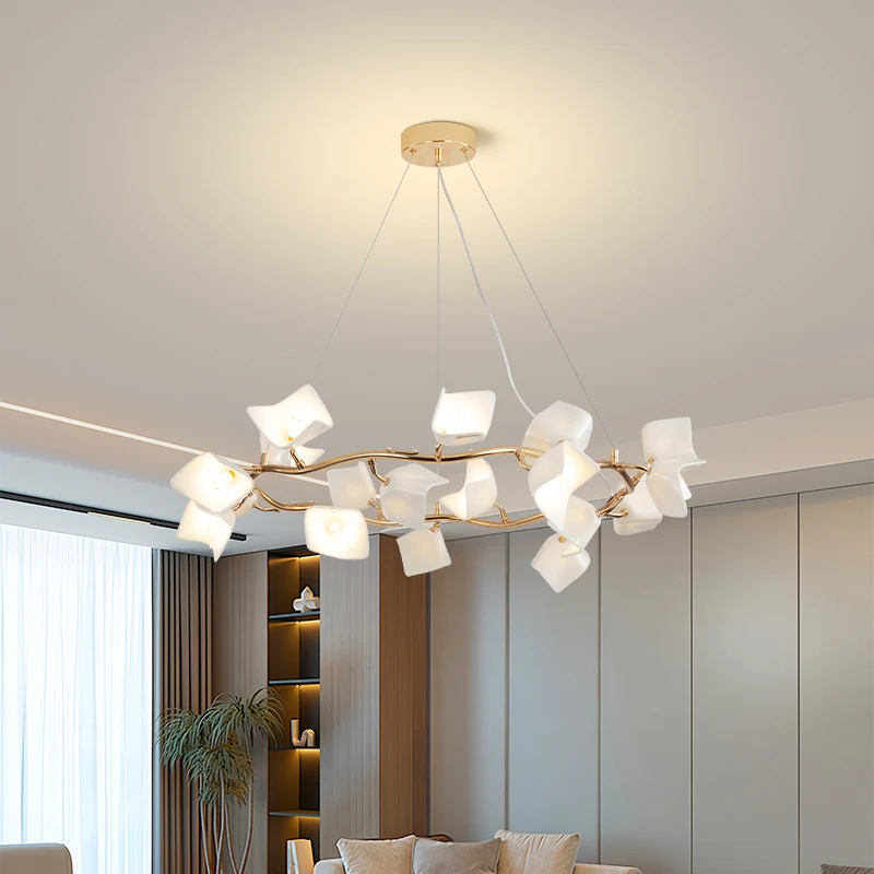 Long Petal Shaped Restaurant Pendant Light Dining Room Study Simple Luxurious Dining Table Modern French Style Lighting Fixtures