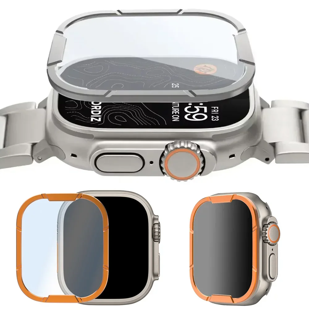 Tempered Glass+Metal Bumper for Apple Watch Ultra 2 49mm Screen Protector Bezel Anti-Scratch IWatch Series Ultra 49MM Accessorie