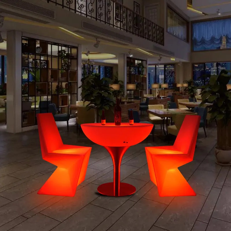 Led luminous high chair creative bar club outdoor hotel LED colorful cocktail table bar chair combination