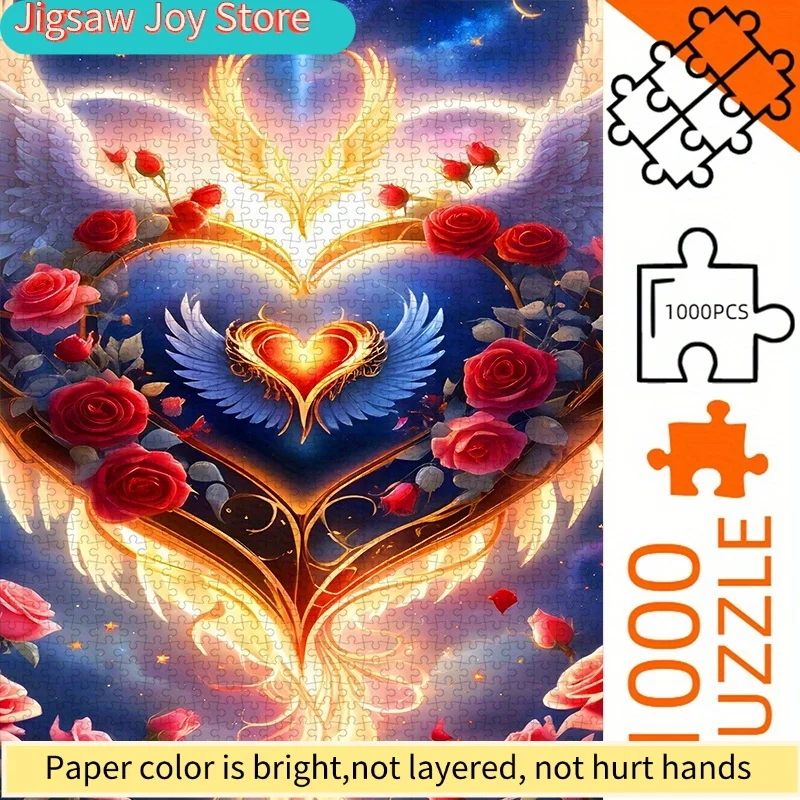 ปริศนากระดาษ DIY, หัวใจในฝัน, กุหลาบ, ปีก ปริศนาสำหรับผู้ใหญ่, เหมาะสำหรับตกแต่งห้องนอน, ปริศนาเดทสุดโรแมนติก, ปริศนาของขวัญสำหรับคู่รัก