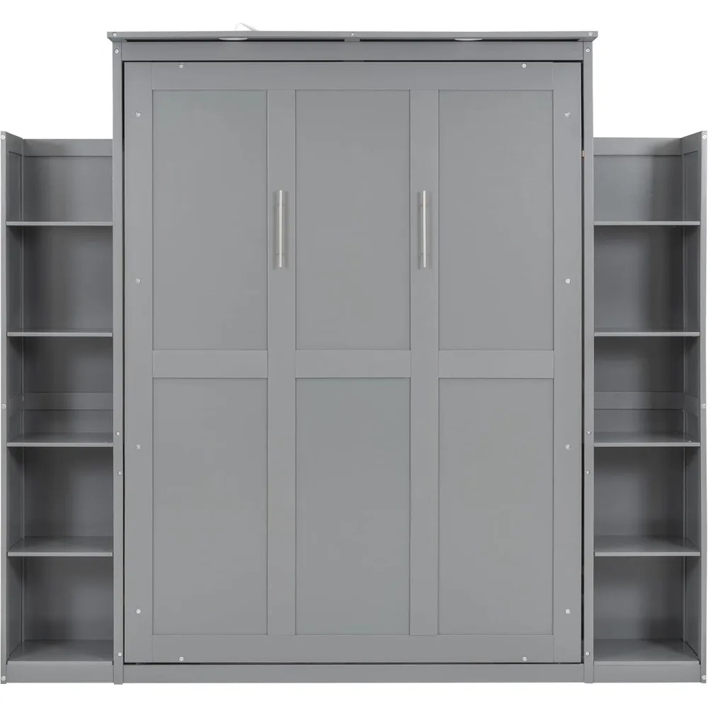 SOFTSEA Armadio letto completo Murphy Armadio letto a parete Struttura letto moderna con ripiani e luci a LED