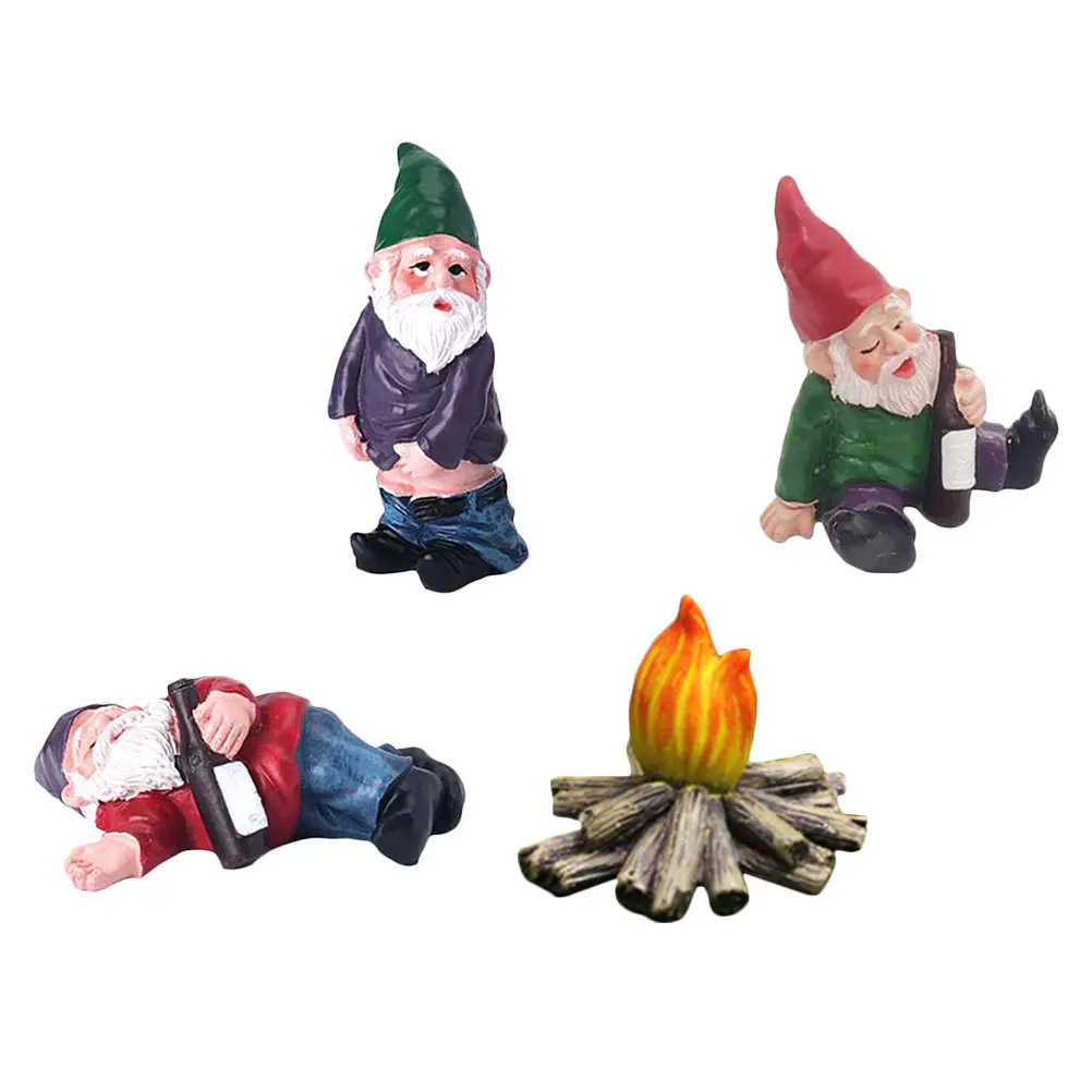 4 قطعة حديقة صغيرة جنوم ديكور الراتنج قزم التماثيل في الهواء الطلق فناء المشهد زخرفة المشهد الصغير قزم الديكورات الراتنج الحرف