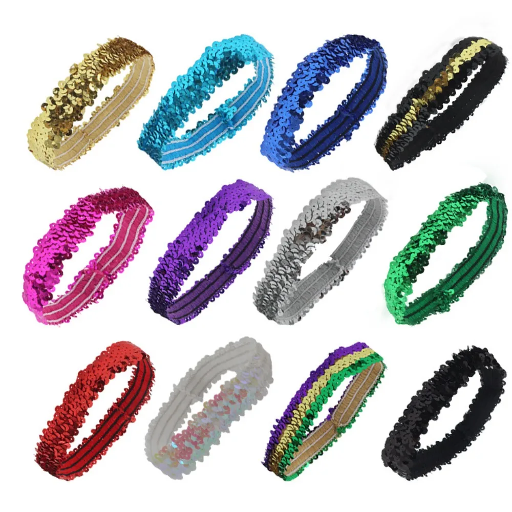 Prezent na przyjęcie Indyjskie cekiny Opaska z cekinami Nakrycie głowy Akcesoria do włosów Brokatowa opaska do włosów Kostium Dziewczęca elastyczna gumka do włosów