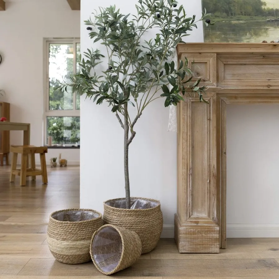 

LA JOLIE MUSE Natural Seagrass Large Planter Plant Pots Cover Indoor Planters Flower Pots 13.5+12+9 inch Pack 3