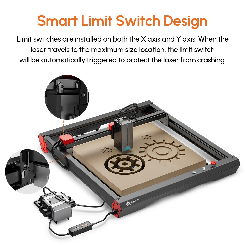 Algolaser Alpha 22W Laser Engraver Cutting Machine 22W Output Power for Acrylic Wood Metal Color Engraving CNC Router APP Contro