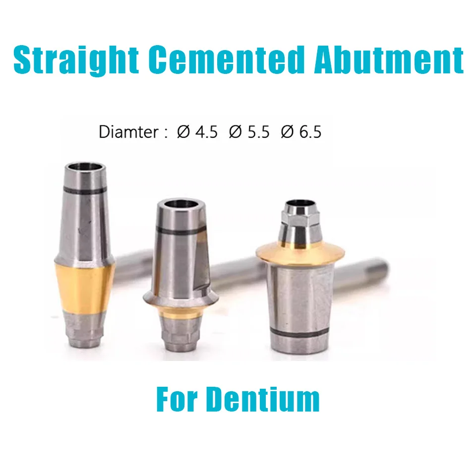 10Pcs/Lot Dentium Straight Abutment Set Grade 5 Titanium Dental Cemented Abutment Parts Transfer Abutment Medical Consumables