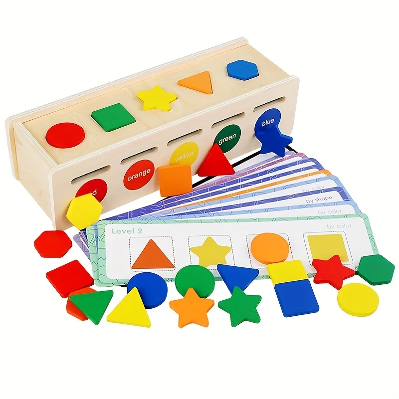 Montessori-Sortierspielzeug in Form aus Holz – kognitiv fördert Puzzleblöcke – ein Geschenk zur Bildung kleiner Kinder