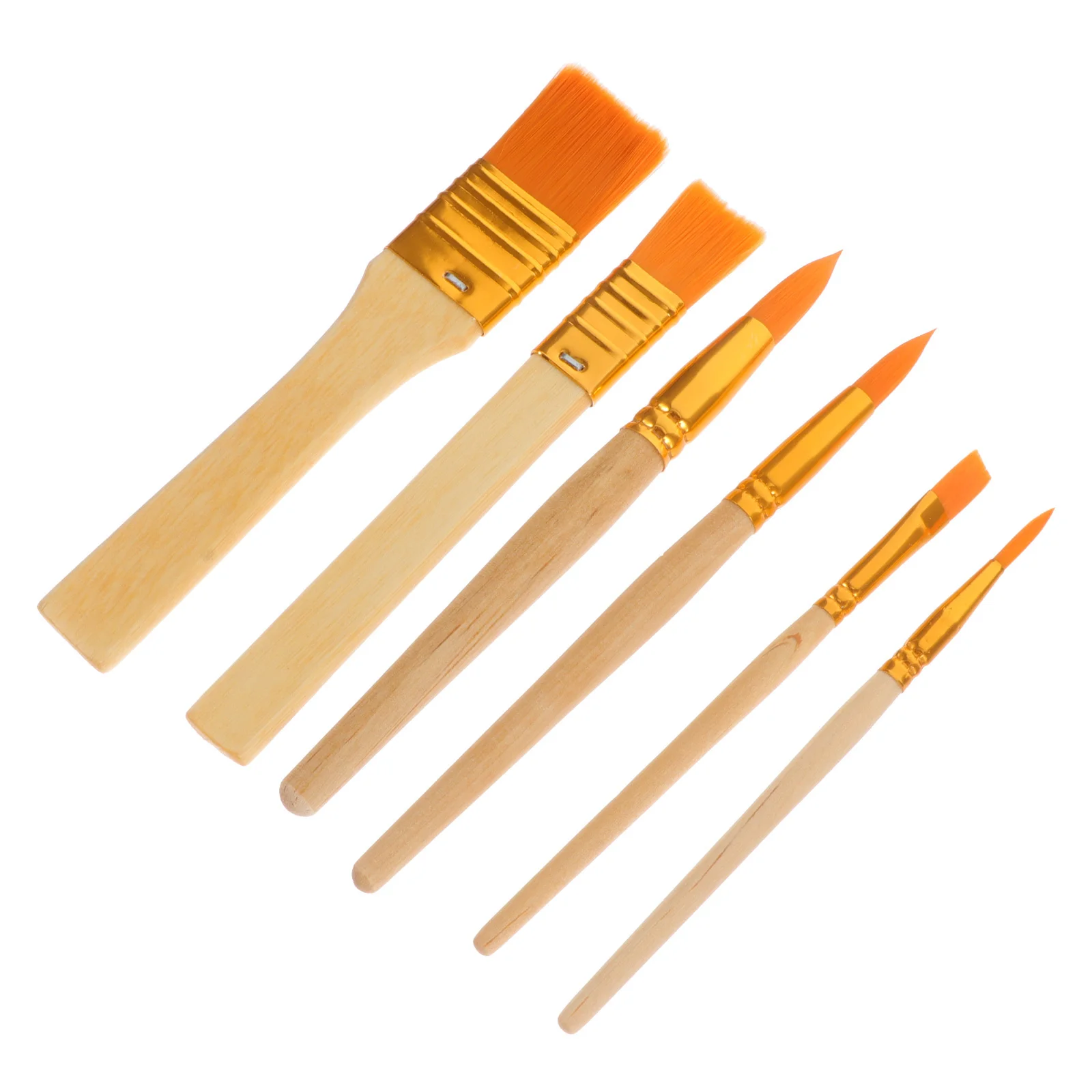 

6pcs Oil Painting Brush Set Wooden Handle Watercolor Drawing Brush Kit For Art Craft Painting Tools Portable Use
