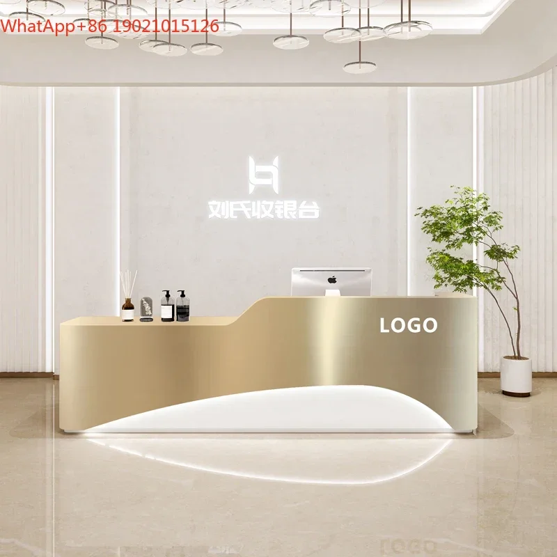 G8578 Cashier Shop Small Clothing Store Light Luxury Stainless Steel Beauty Hair Shop Bar Simple Modern Reception Desk