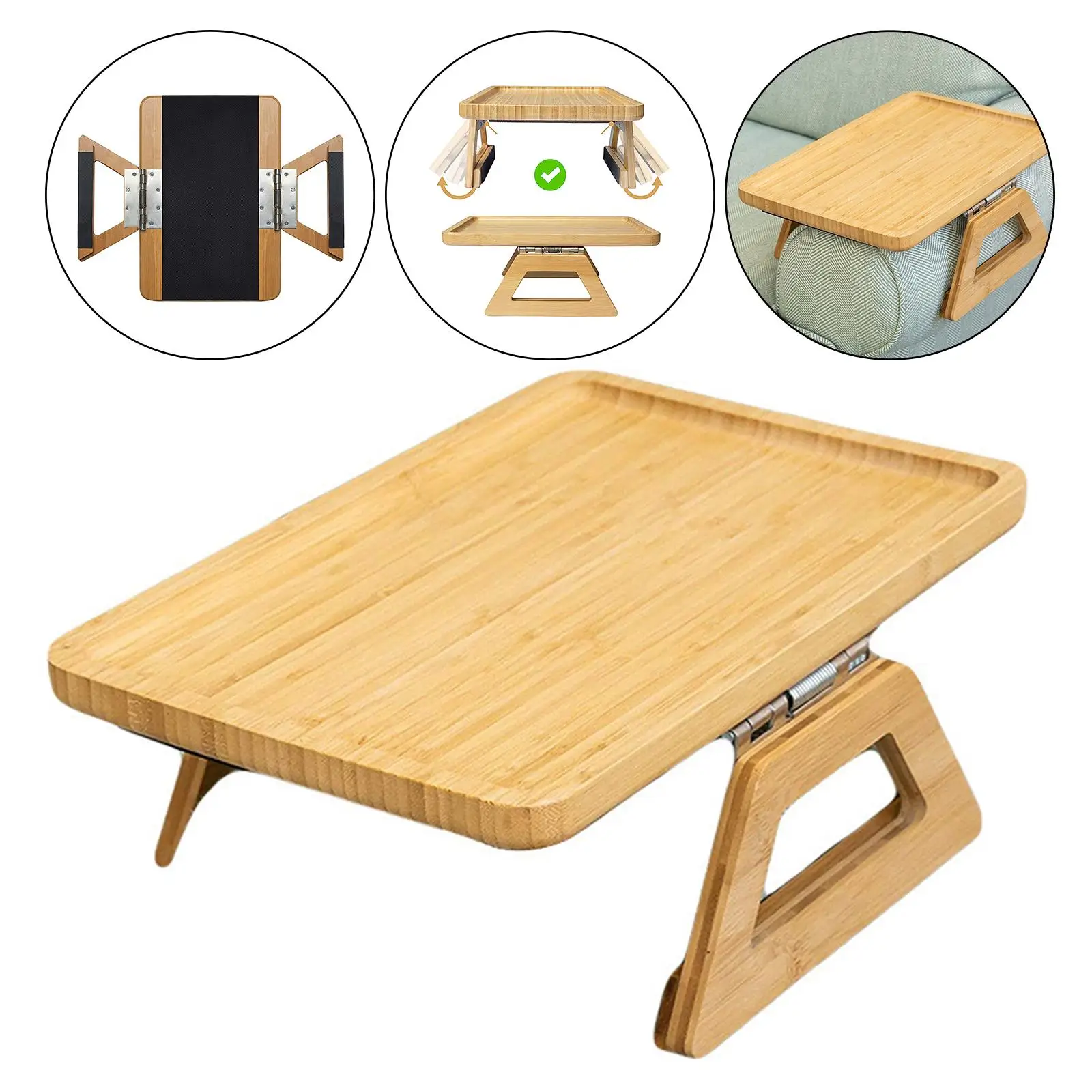 Rectangle Clip on Sofa Tray Couch Tray Platter for Dessert Remote Control