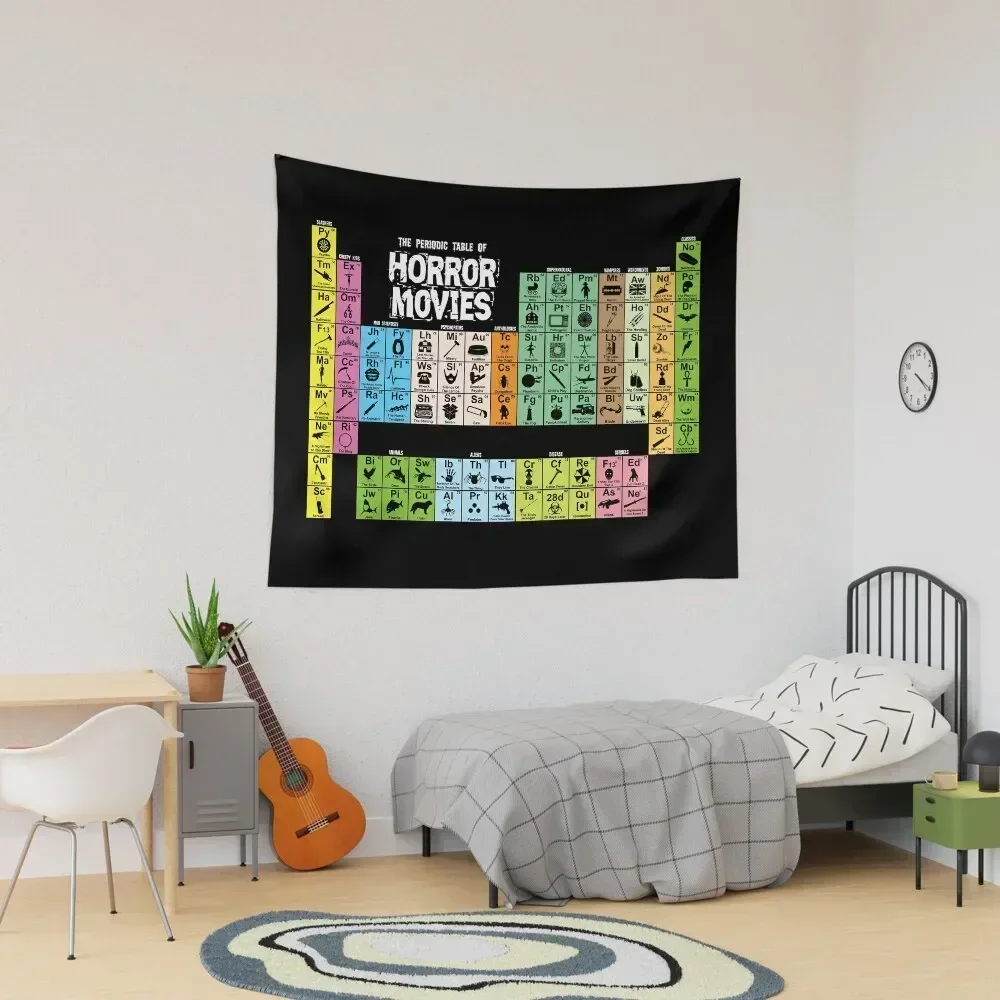 

Periodic Table of Horror Movies Tapestry Outdoor Decor Room Aesthetic Tapestry