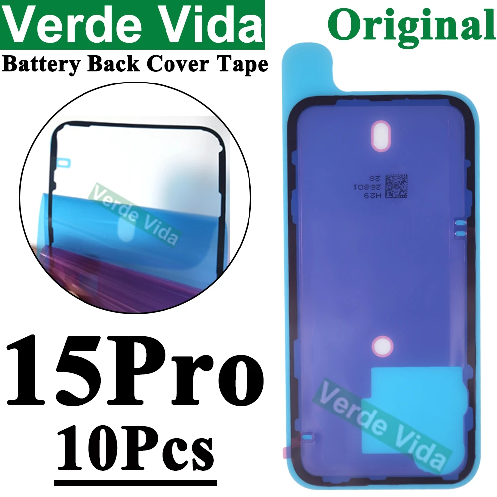 VerdeVida 10Pcs/5Pcs Original Rear Glass Adhesive for iPhone 14 Plus 15 Pro Max Waterproof Back Frame Bezel Adhesive Strip Glue