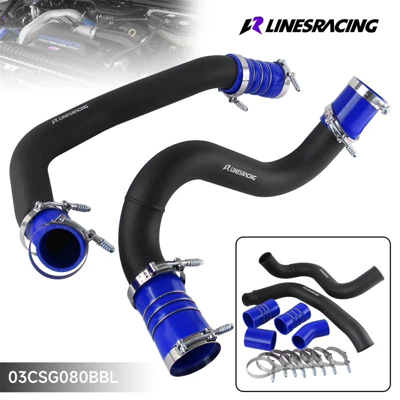 For 03-07 Ford Polished Intercooler Pipe Tubes&Boot Clamps Kit 6.0L Turbo Diesel Powerstroke V8 Engine F250 F350 Black/Blue/Red