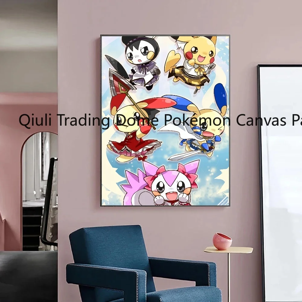 Pop Poster Pokemon Anime Figuren Pikachu Eevee Aquarell Malerei Leinwand drucke Wand kunst Wohnkultur Bild Weihnachts geschenke