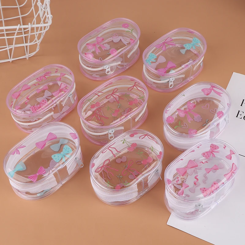 휴대용 미니 지우기 지퍼 보관 가방 키 체인 Bowknot 상자 주최자 이어폰 충전기 만화 인형 장난감 미스터리 가방