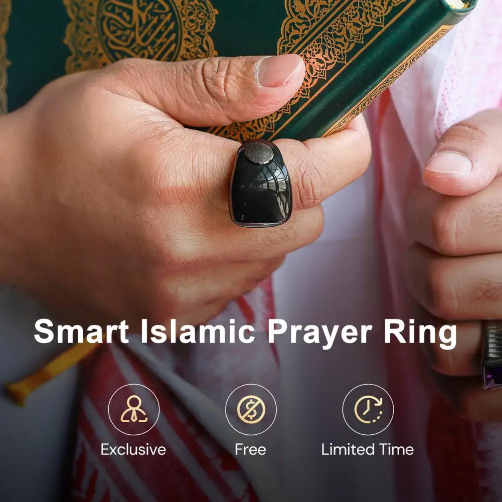 Waterproof 4 Digit Finger Counter Digital Finger Counter Ring with App Support for Prayer Reminder for Easy for On-the-go