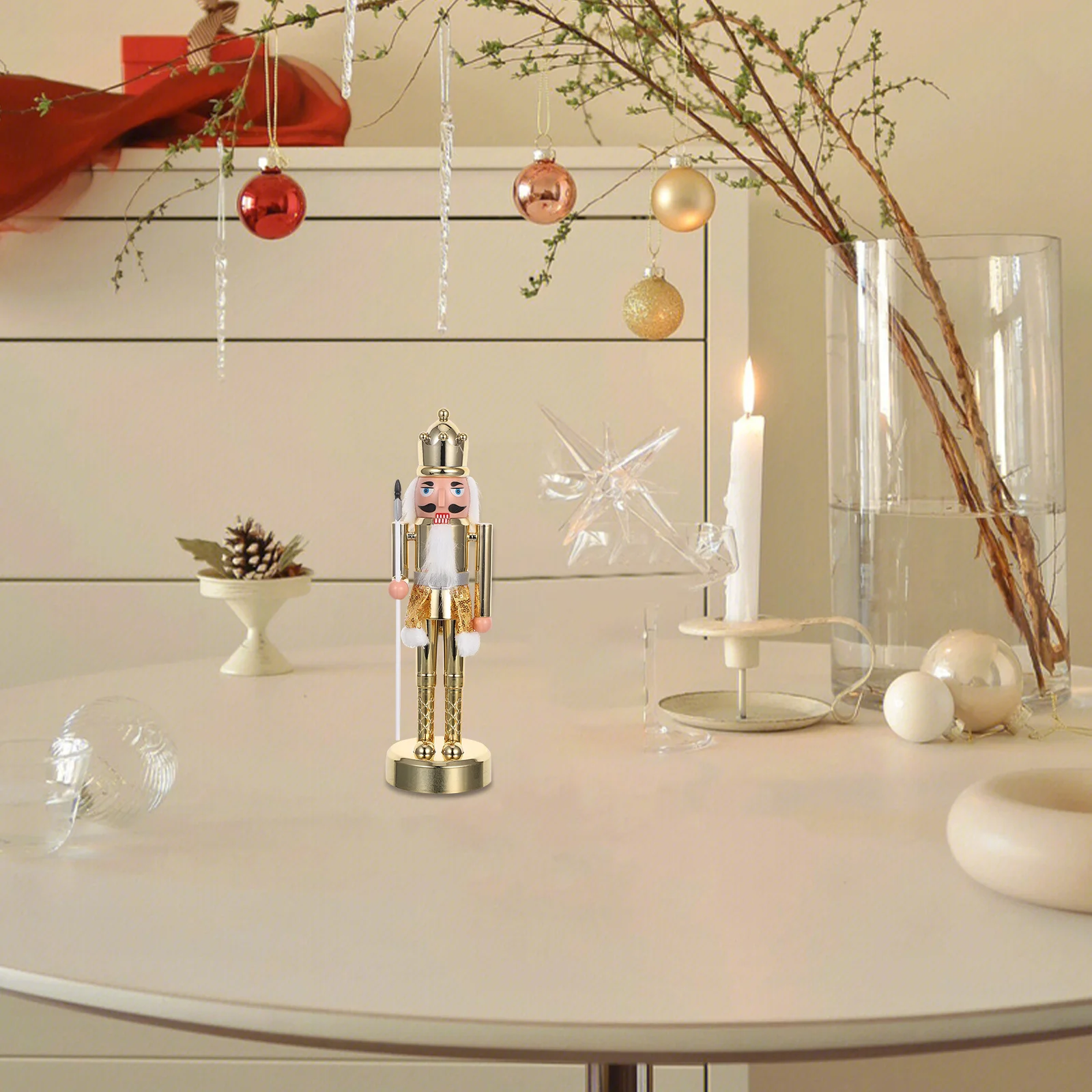 

Christmas Nutcracker Soldier PVC Traditional Painted Statue for Mantel Fireplace Holiday Table Decor Nutcracker Soldier