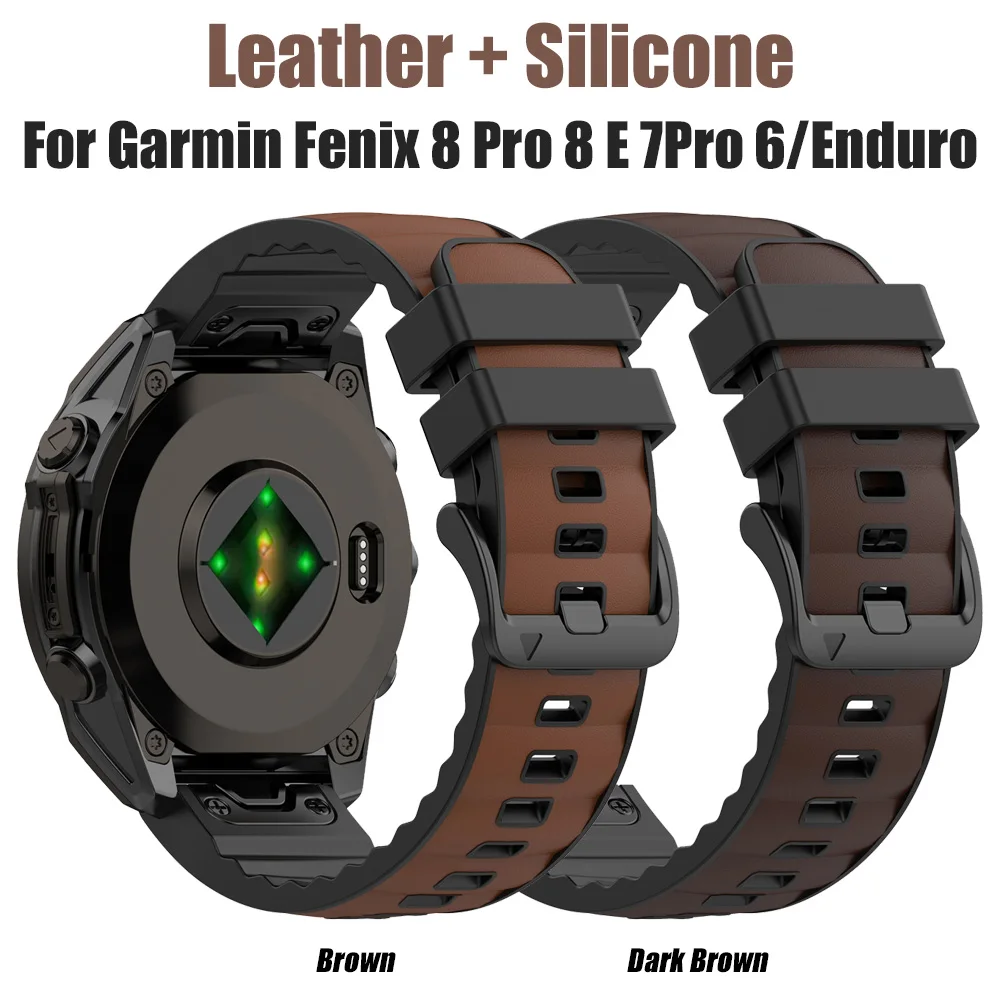 Leder+Silikon 22mm 26mm Armband für Garmin Fenix 8 Pro 8 E 7Pro 6/Tactix/Instinct/Enduro/Forerunner 970 965 955 Smartwatch-Band