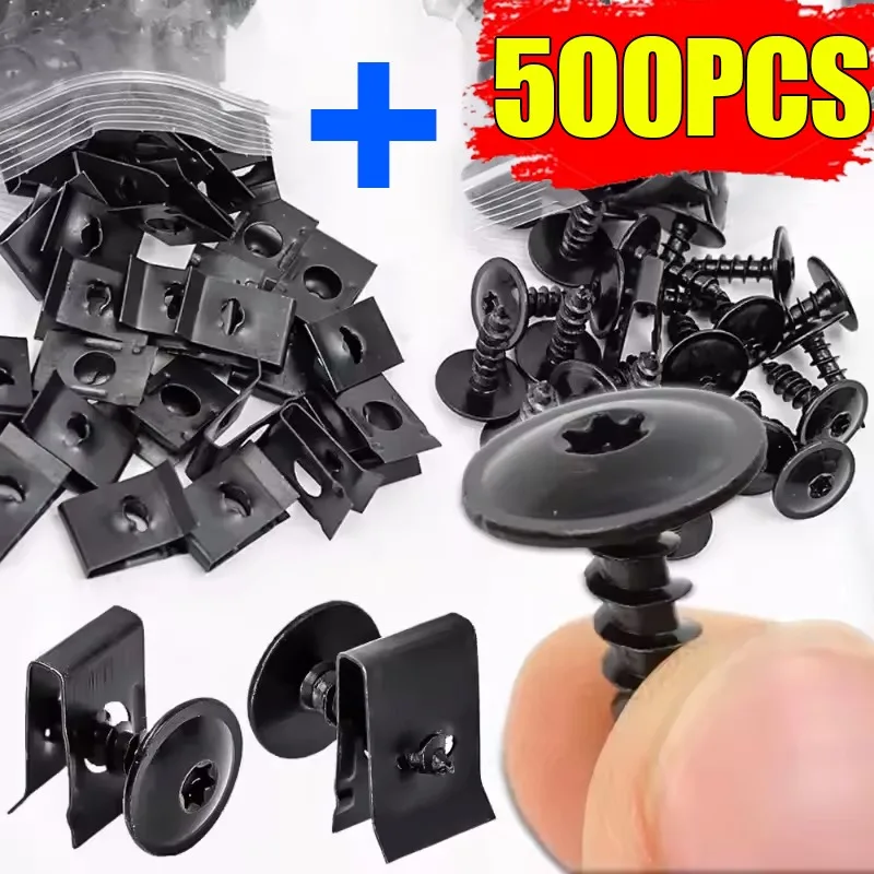 

500/20 шт., крепежный зажим для автомобильного бампера, шпиль, скорость, U-образная гайка M4 M5, резьбовой винт, фиксатор обшивки панели кузова, ремонт обтекателя мотоцикла