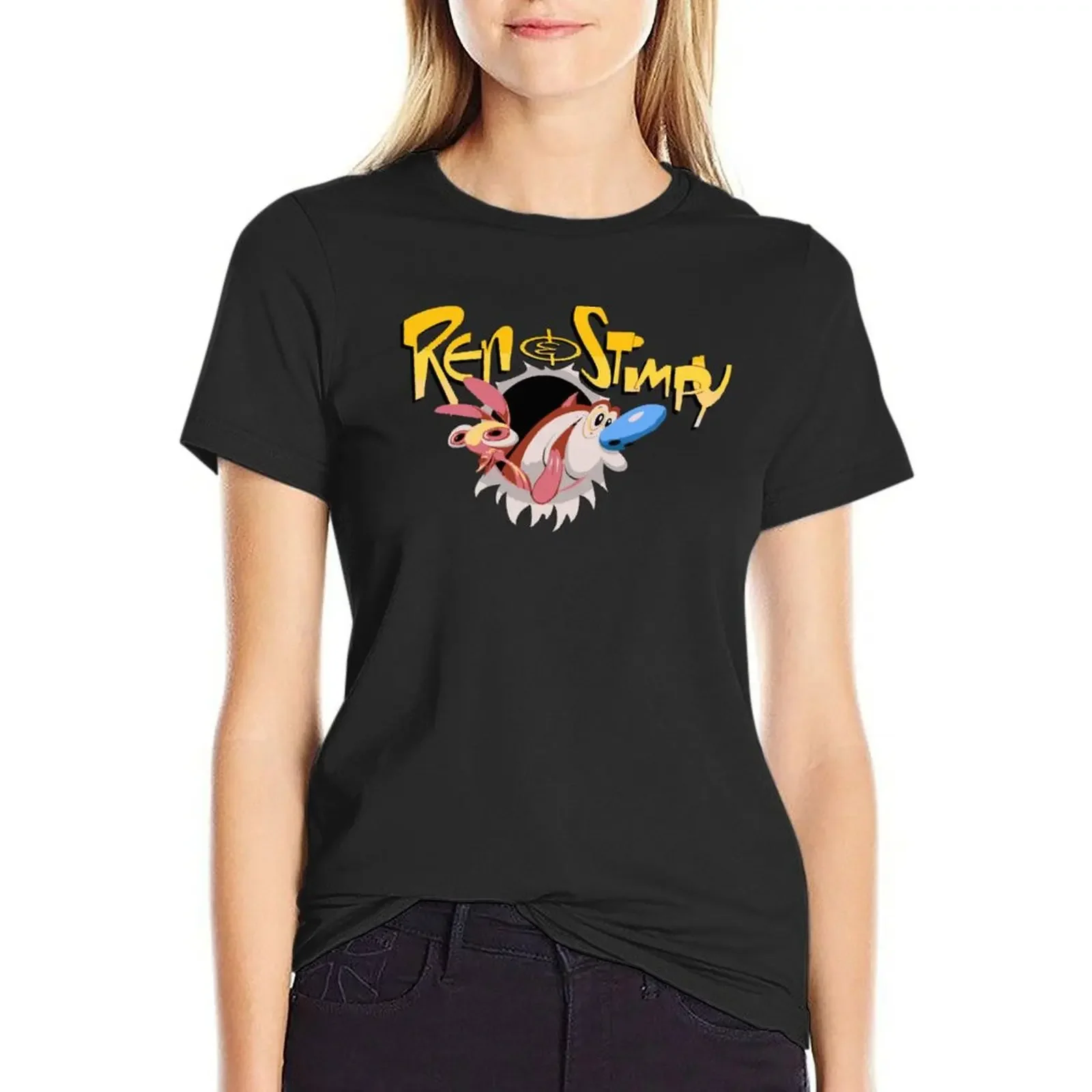 

Ren And Stimpy T-Shirt female blanks anime summer clothes T-shirts for Women