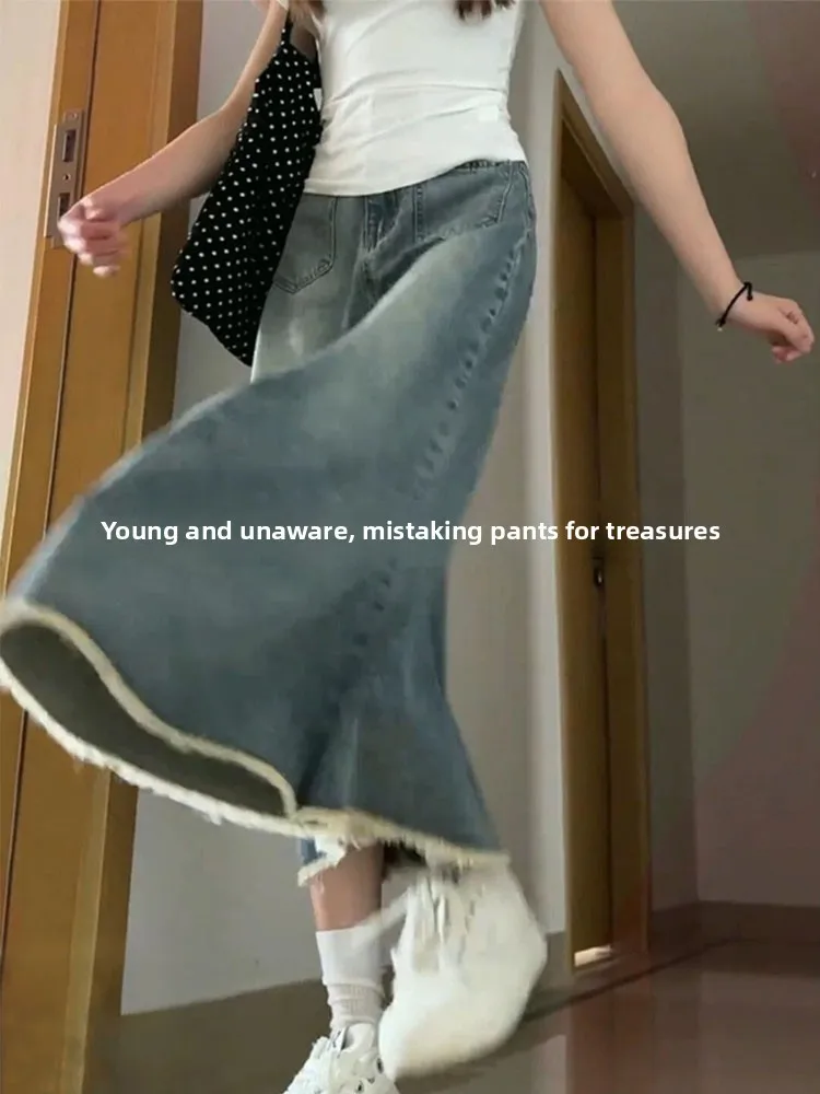 

Женская джинсовая юбка А-силуэта средней длины больших размеров с высокой талией, облегающая, с эффектом утяжки бедер, летняя, повседневная, модная