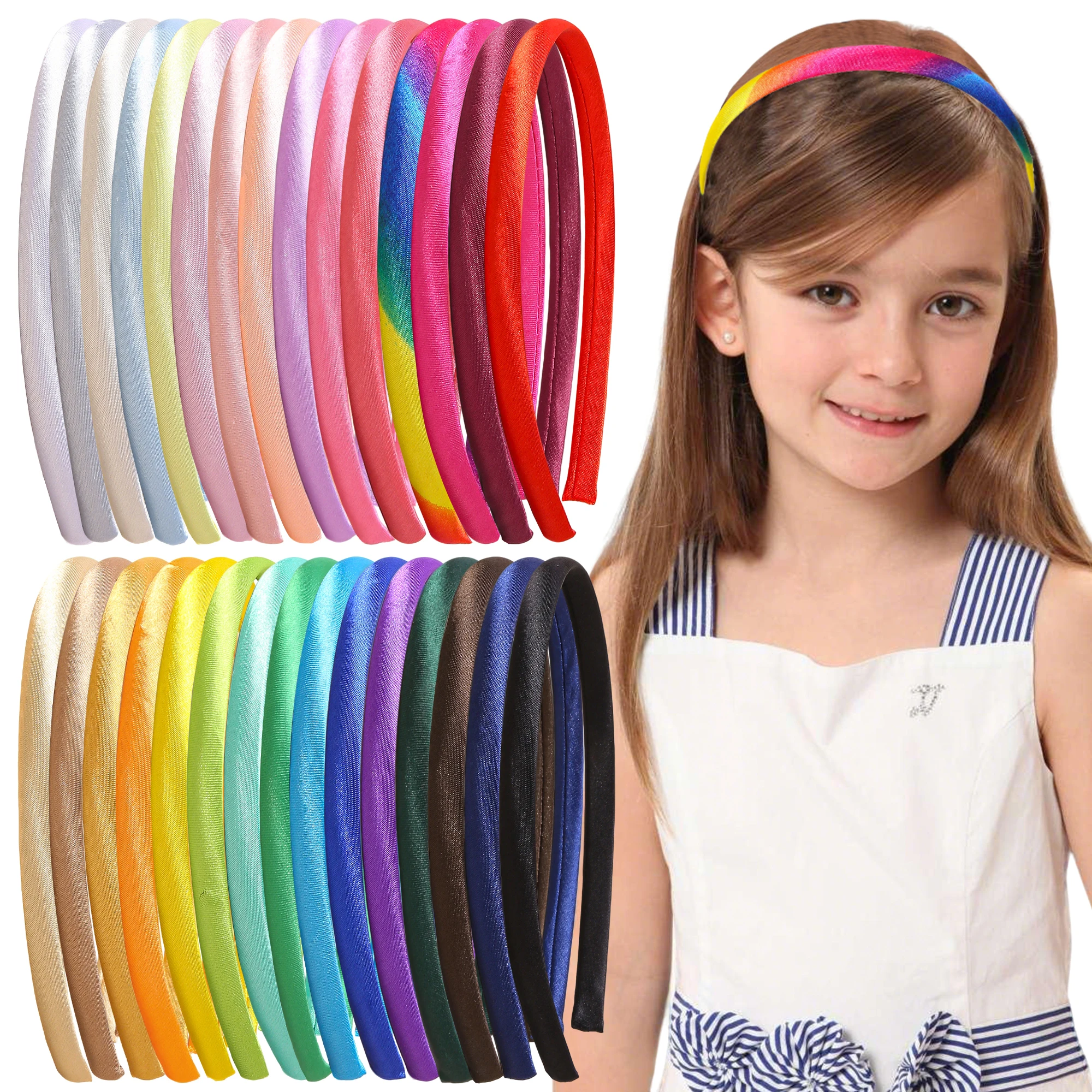 30/60pcs Stain Solid Color Smooth Hair Band For DIY Decor Accessories Handwear For Kids Girls Daily Hair Accessories