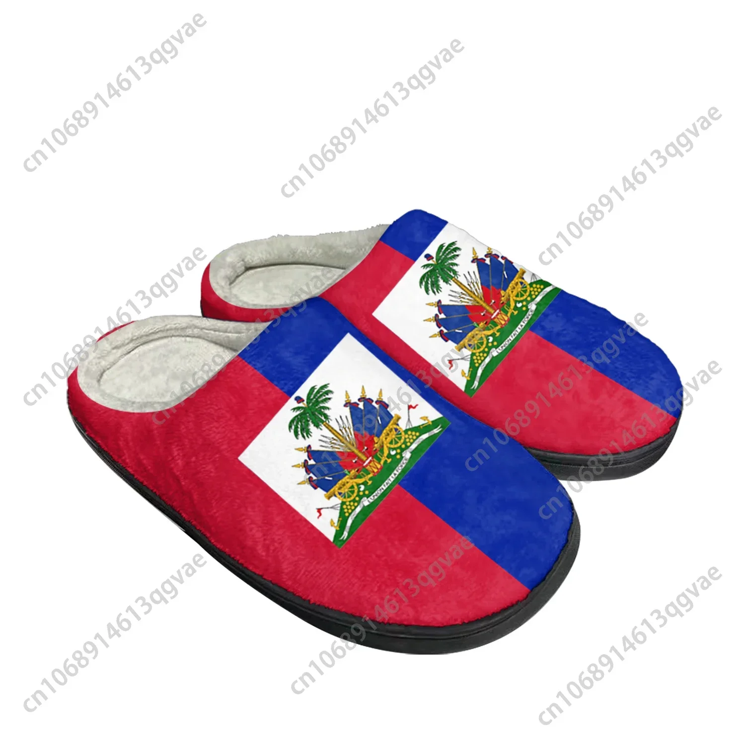 

Haitian Flag Home Cotton Custom Slippers Mens Womens Sandals Haiti Plush Bedroom Casual Keep Warm Shoes Thermal Slipper