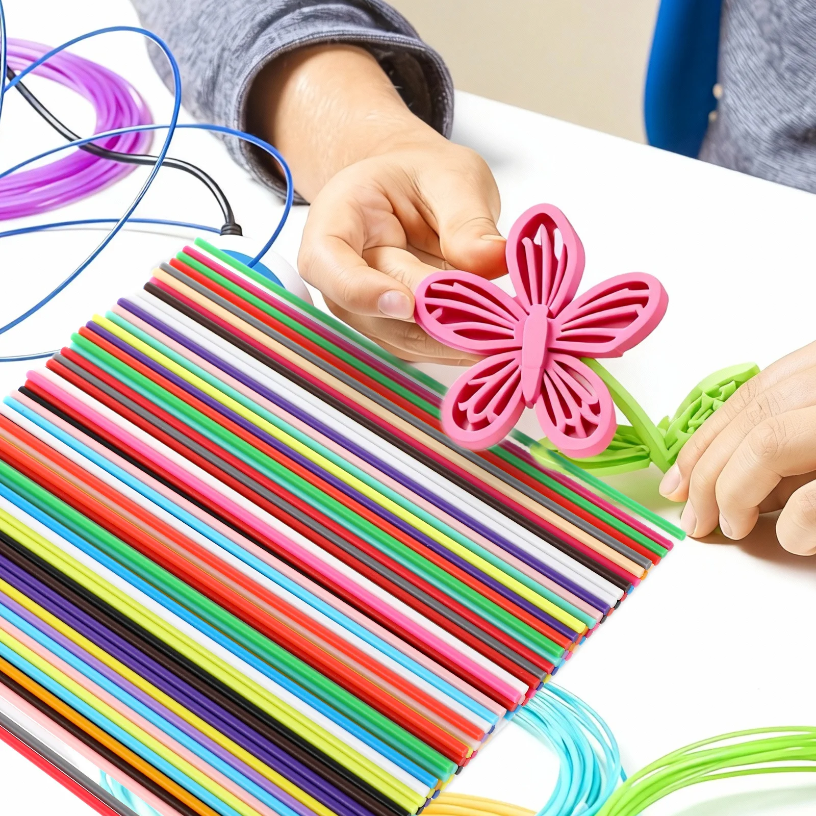 

110Pcs 3D Pen Filament 2.5mm 22 Colors Vibrant Flexible Filament Refills for Detailed Designs 3D Doodler Supplies Pcl Material