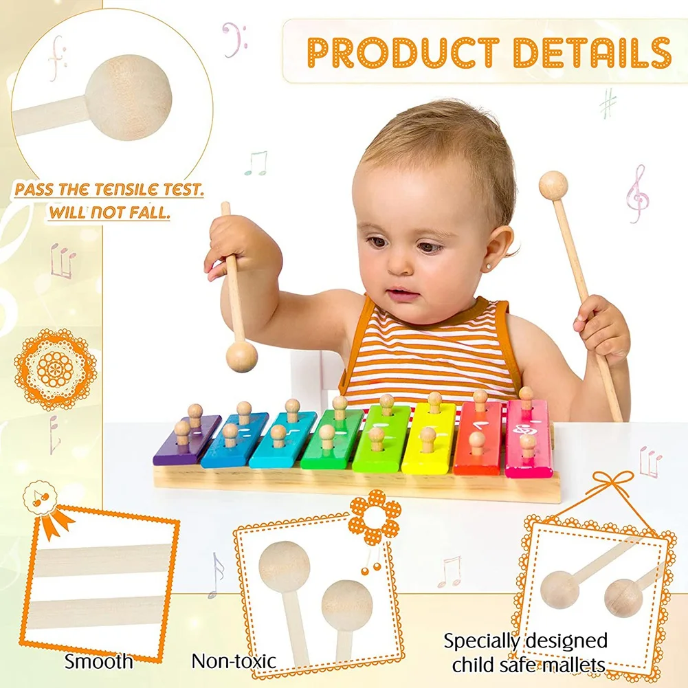 bacchetta 20 pezzi Bacchette in legno Percussioni Glockenspiel Bacchette per xilofono Bacchette in legno Piccole bacchette musicali Carillon, 8,2 pollici