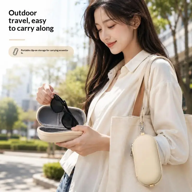 Easy to Carry Hard Shell Double Glasses Case Durable Dustproof Dual Sunglasses Eyeglasses Organizer for Vacation Commute