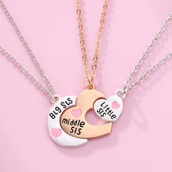 3 Pcs/Set Mother Daughter Metal Pendant Necklace Sister Mom Heart Contacted Together Fine Jewelry Gifts