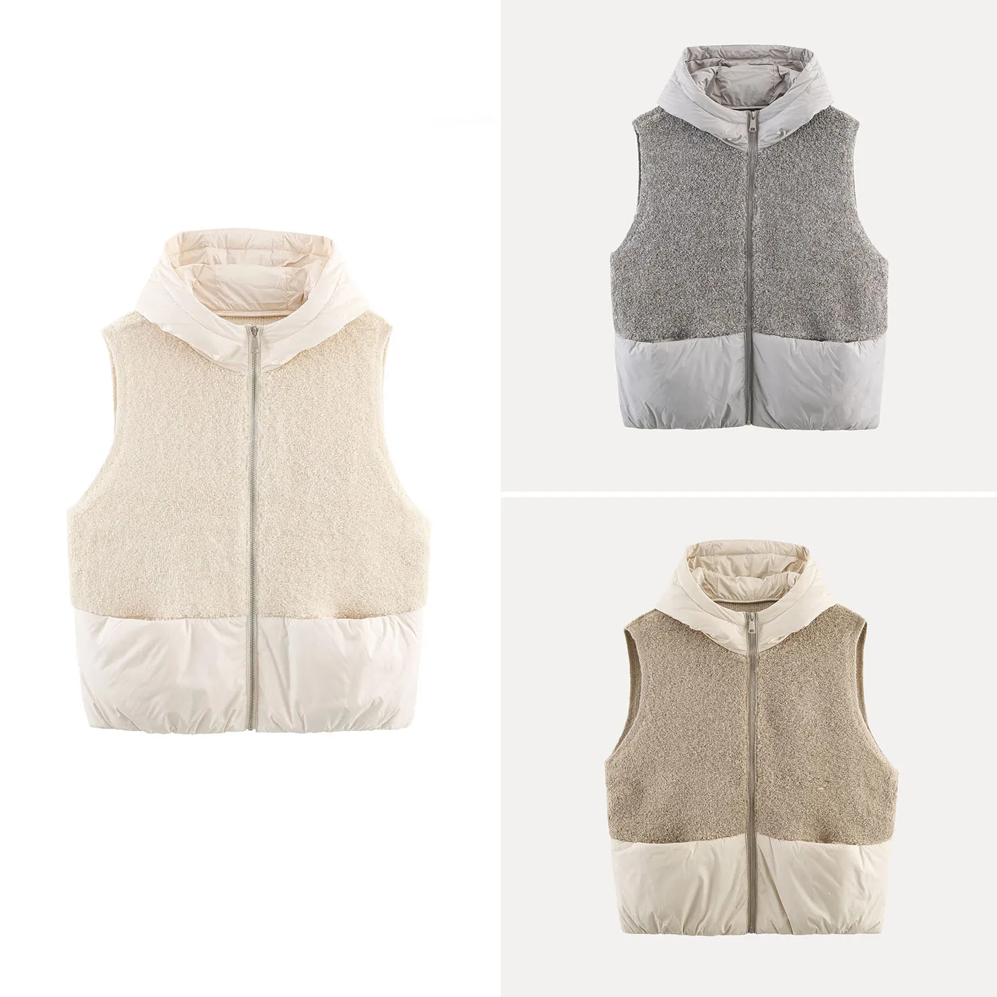 سترة نسائية جديدة لخريف 2025 سترة محبوكة بسحّاب تصميم فسيفساء مع قلنسوة جو شخصي أنيق #1