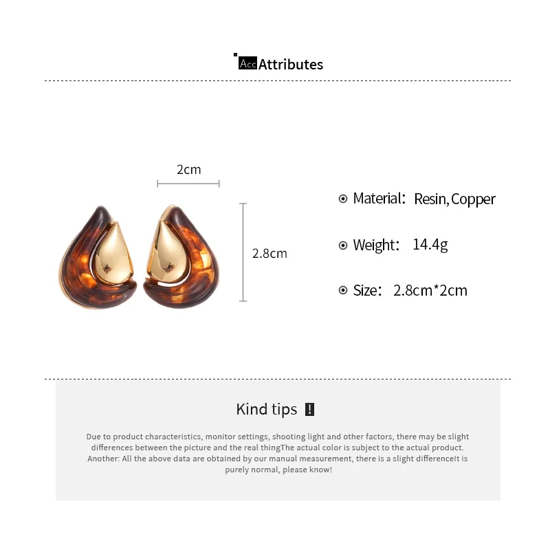 18k مطلية بالذهب الراتنج وأقراط للنساء ميلارد ريترو هندسية قطرة الماء أقراط سحر الأذن مجوهرات Aretes Mujer K #6