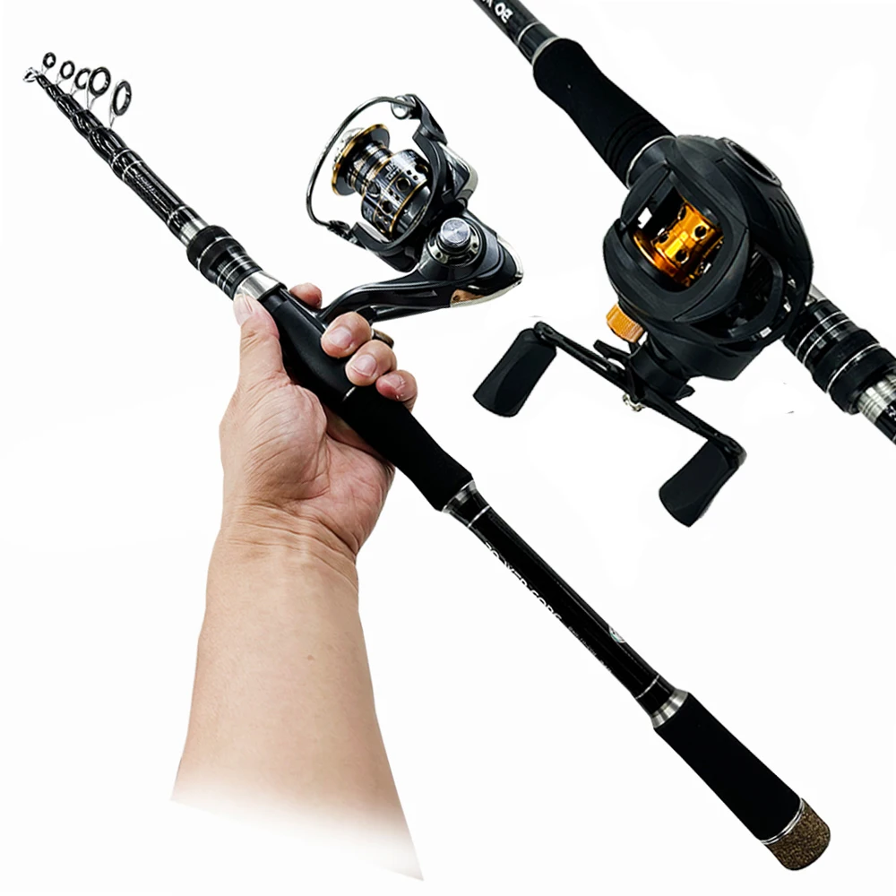 

Casting Spinning Fishing Rod Combo 1.8-2.4M Short Telescopic Lure Rod Jigging Rod Metal Spool Baitcasting Reel Max Drag 8kg