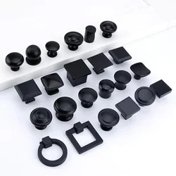 Drawer single handle black American cabinet wardrobe door handle modern minimalist small ring cabinet single hole round handle