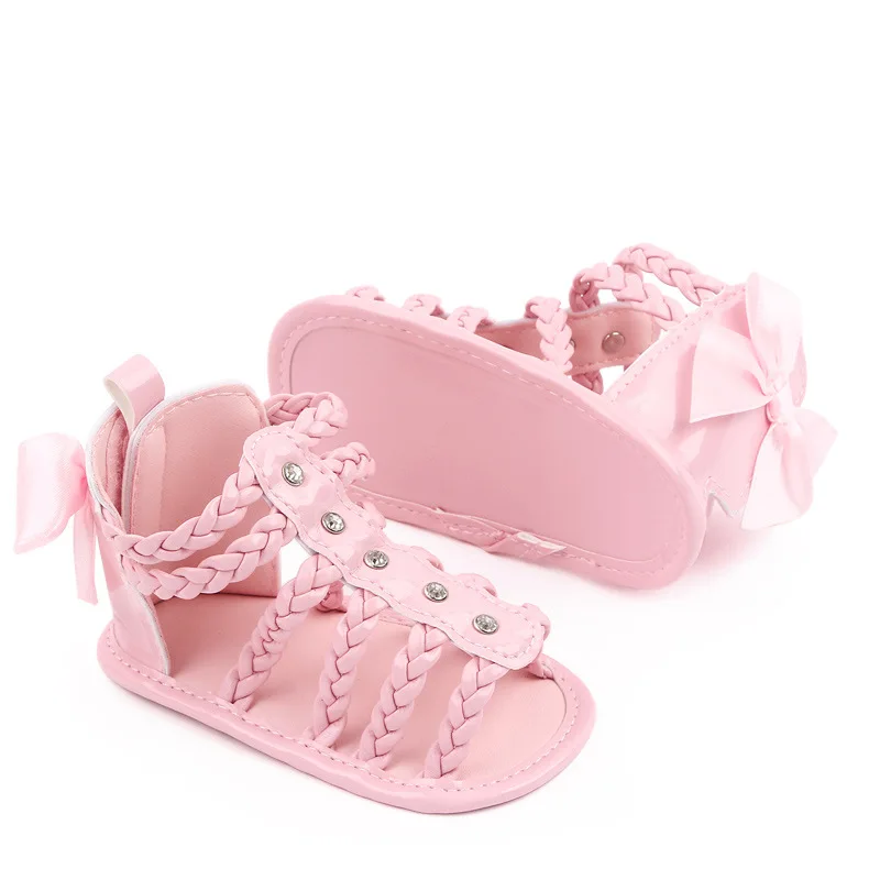 Fashion Infant Baby Girl Sandals Toddler Summer Shoes Newborn Soft Sole Footwear for 1 Year Items Cute Bows Pearl Sandalen Gifts