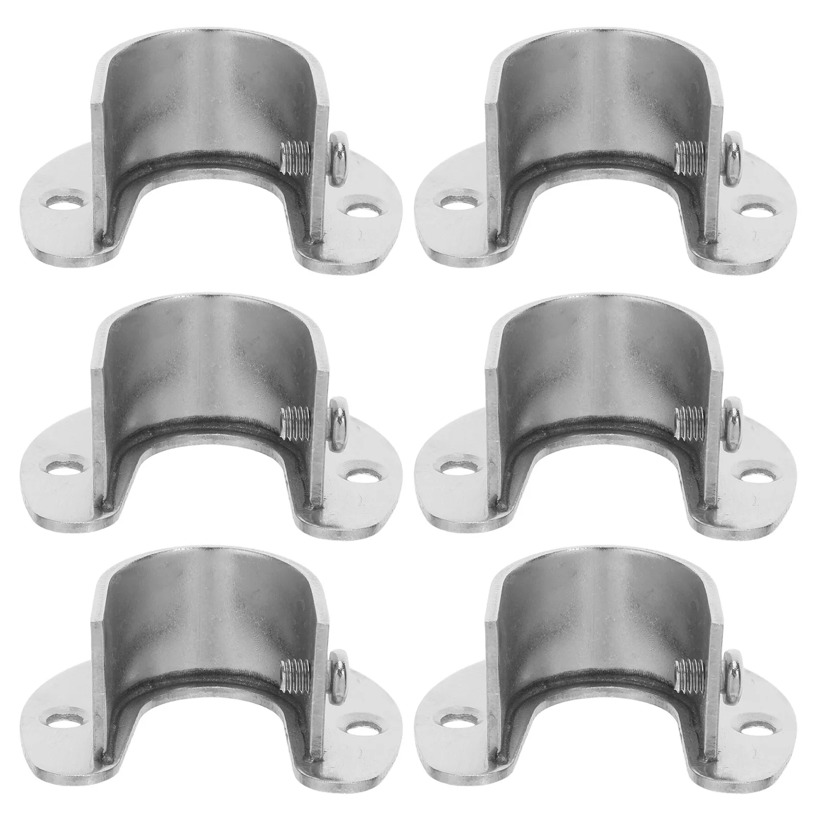 6Pcs Stainless Steel U-Shaped Closet Rod Holder Brackets Heavy Duty Clothes Rail Flanges with Expansion Screws Wardrobe Laundry