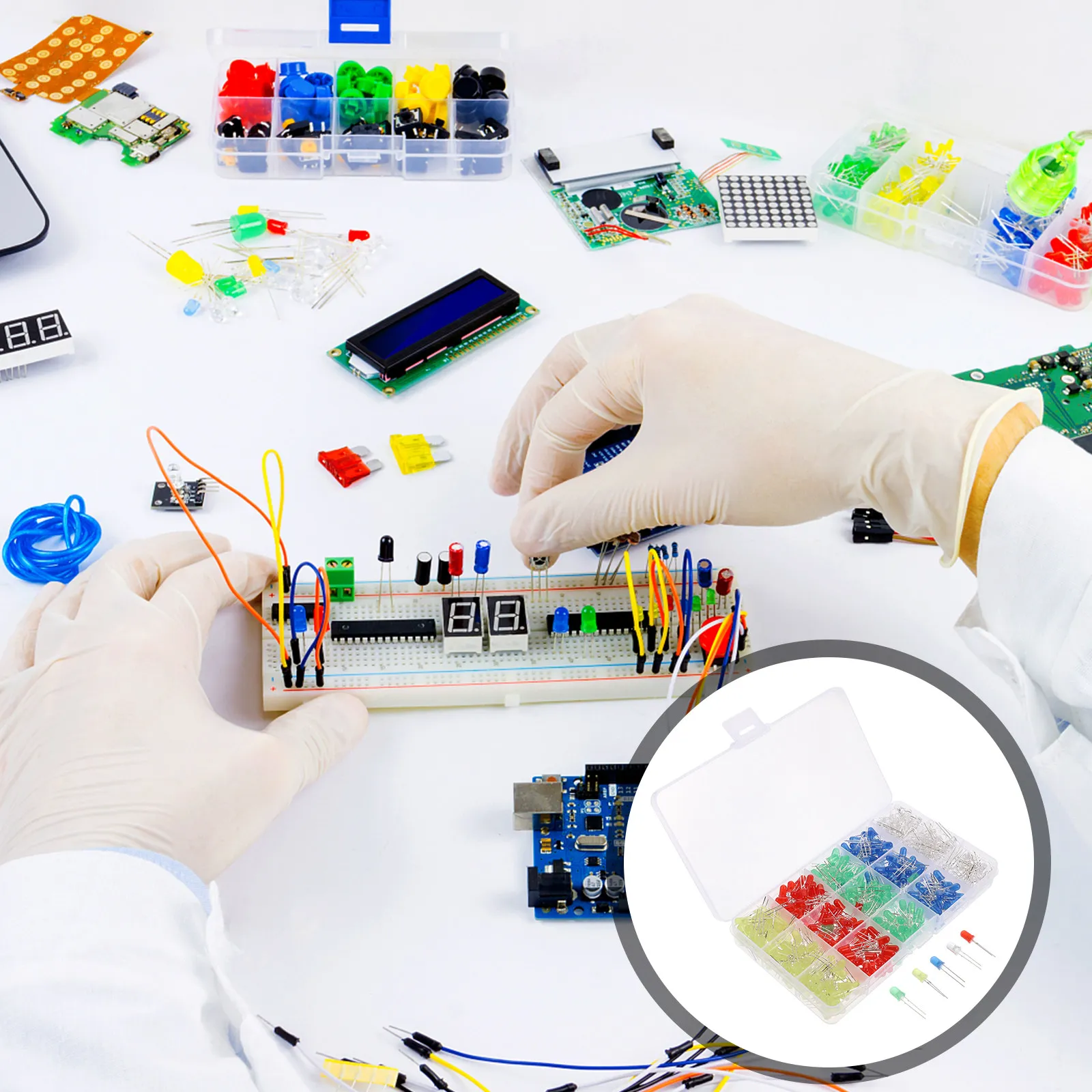 

500Pcs LED Light Beads Five Colors Premium Material Easy Install Removable Perfect for Electrical Experiments DIY Creative