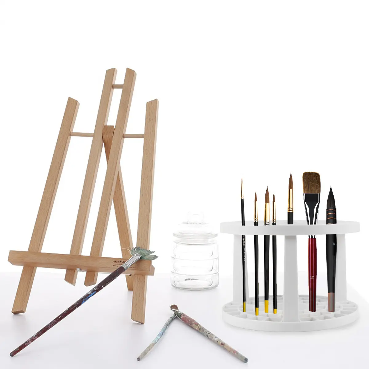 

46-Hole Paint Brush Storage Rack Multi Function Drawing Pen Holder Neat Compact Painting Pen Stand for Home Studio School