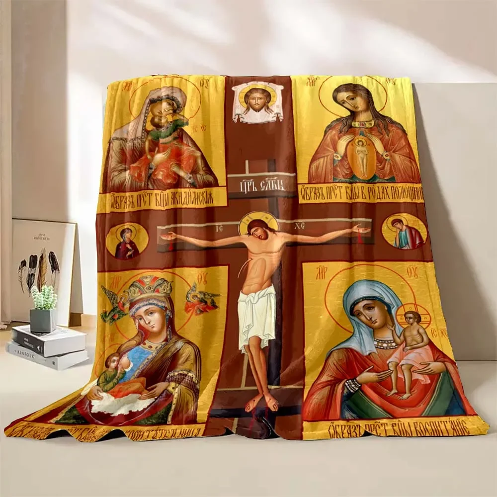 

Jesus Virgin Maria Believer Pray Printed Blanket Bedroom Livingroom Bed Warm Soft Comfortable AirConditioner Office Travel Thin