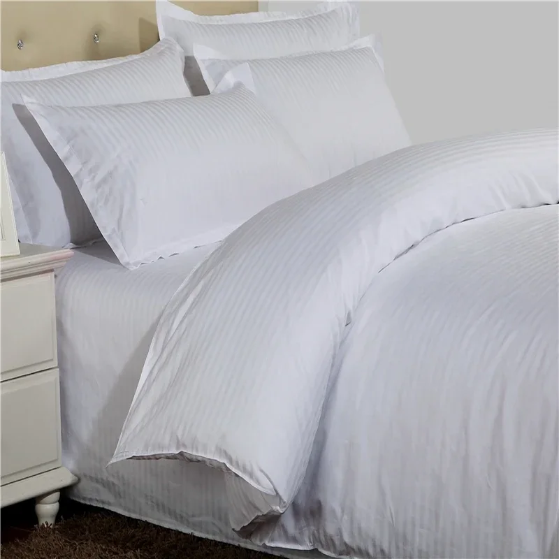 

100% Cotton Satin Stripe Duvet Cover Quilt/Comforter Cover Cases Pillowcase Hotel Textile Single Double Full Queen King Size