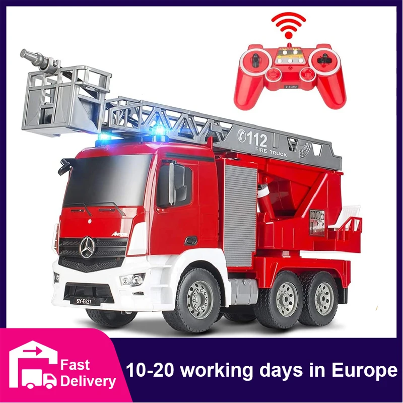 Double E 1:20 Large RC Car Authorized Remote Control Sprinkler Fire Truck Engineering Vehicle Toys for Boys Children Xmas Gifts