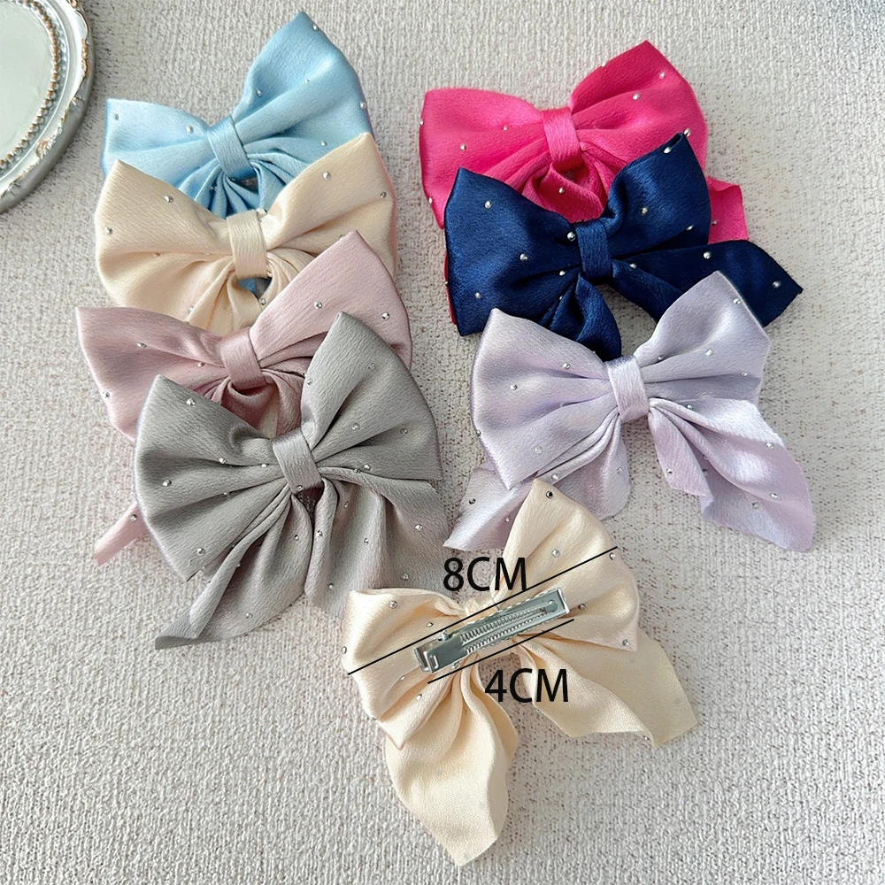 2/4Pcs New Chiffon Ribbon Hairpin Woman Girls Dots Bowknot Starry Barrette Bow Back Head Hair Clip Headwear Hair Accessories