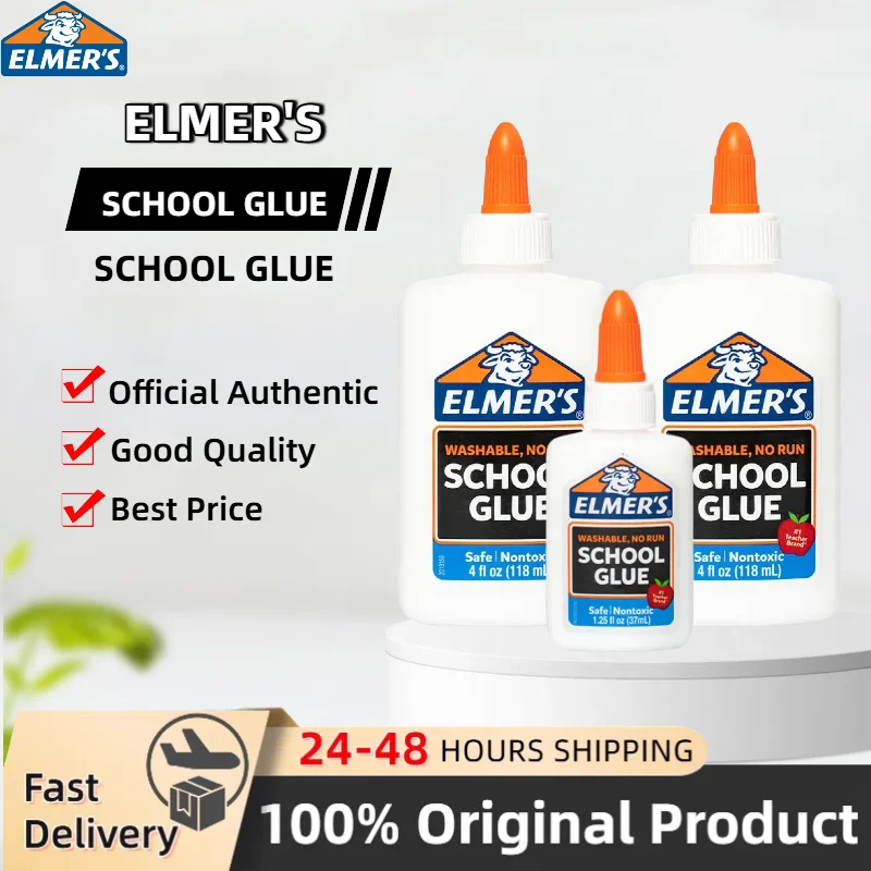

Original Elmers Glue School Glue 37ML/118ML Washable Liquid School Glue Handcraft and Creativity Glue to Make Slime